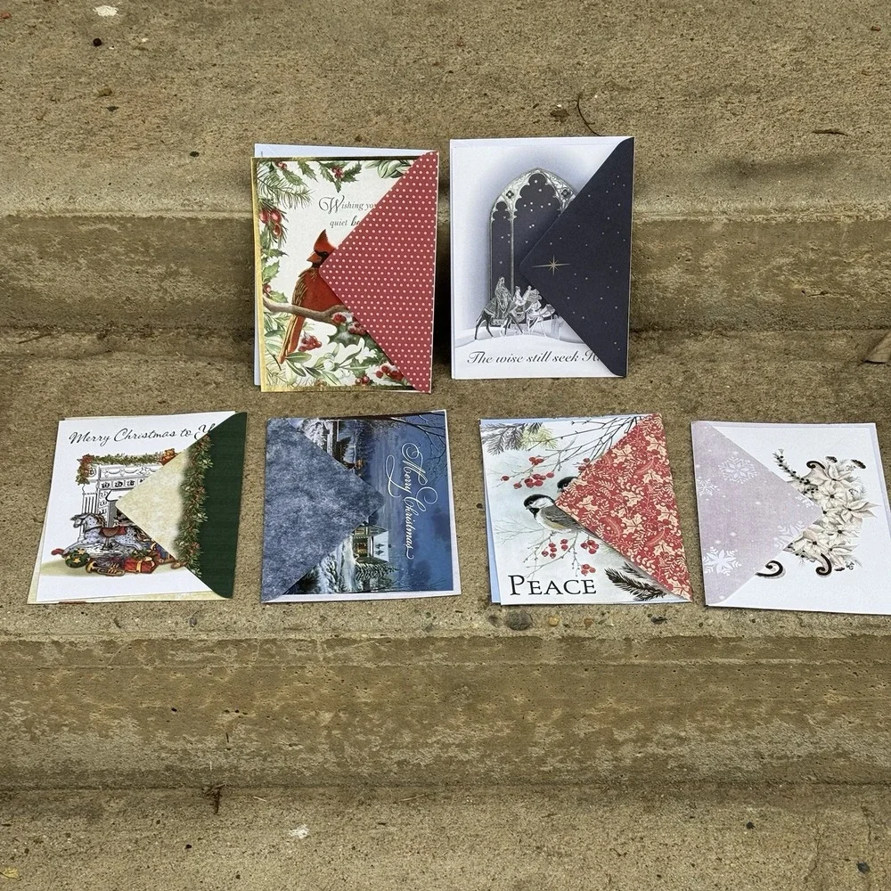 Set Of‎ 5 Christmas Collection Christmas Cards Shiny Holiday Supplies